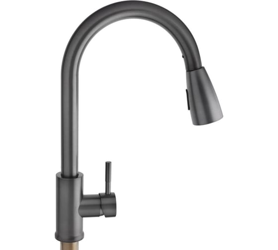 Изображение товара Смеситель для кухни СоюзКран выдвиж. излив 40см, кер. картридж 35мм, графит, нерж. сталь, SS01-E132 567-127