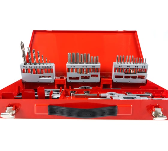 Изображение товара Резьбонарезной набор M3-M12 HSS метчики+плашки+воротки+сверла, 44шт RUKO 245030