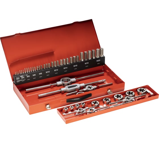 Изображение товара Резьбонарезной набор M3-M20 HSS метчики+плашки+воротки, 54шт RUKO 245040