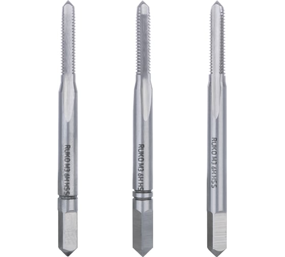 Изображение товара Набор метчиков из 3шт RUKO HSS-G M3 шаг 0.5мм 230030
