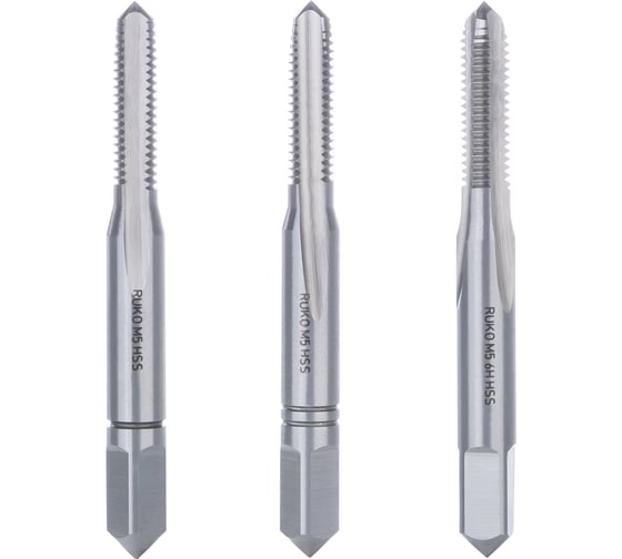 Изображение товара Набор метчиков из 3шт RUKO HSS-G M5 шаг 0.8мм 230050