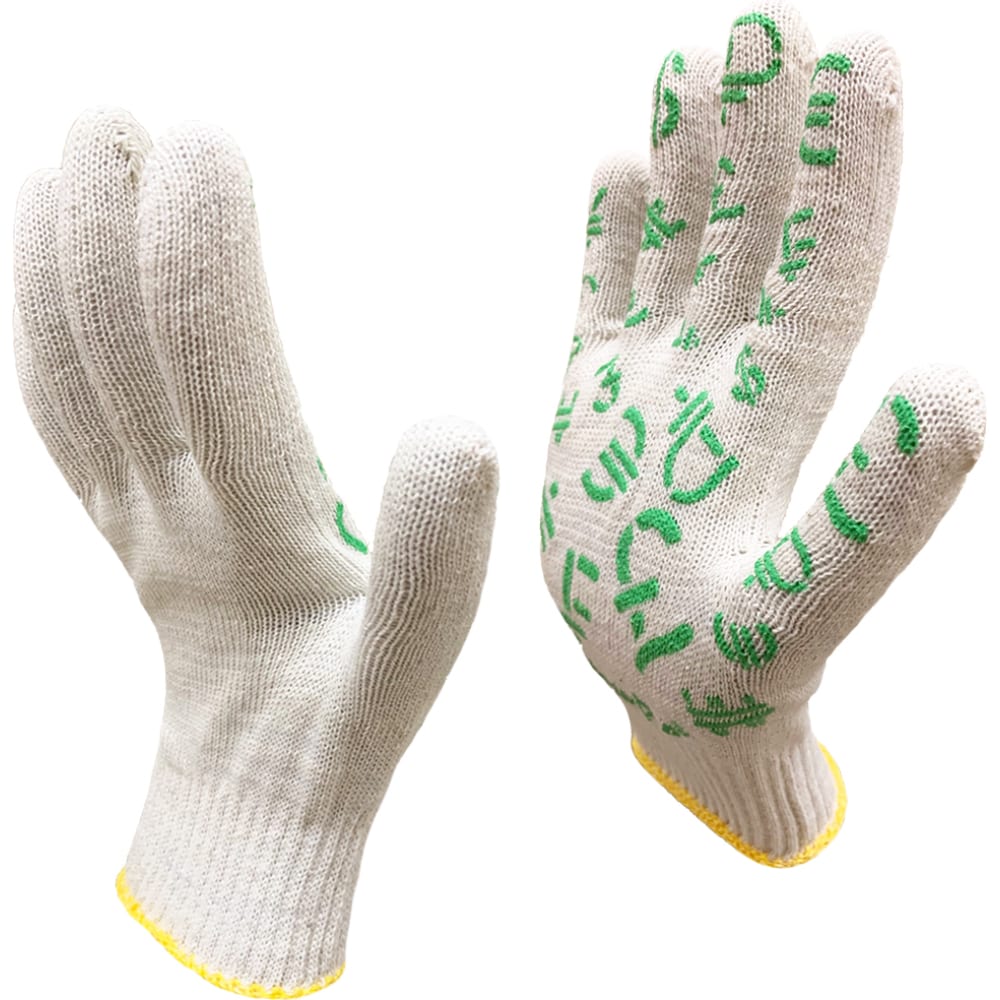 Рабочие перчатки Master-Pro®, размер L, цвет белый/зеленый