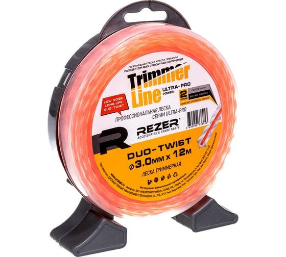 Изображение товара Леска триммерная DUO-TWIST (3.0 мм; 12 м; квадрат) Rezer 03.007.00125