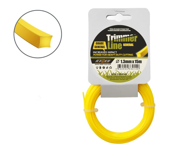Изображение товара Леска триммерная GENERAL (1.3 мм; 15 м; квадрат) Rezer 03.007.00121