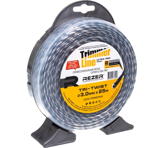 Изображение товара Леска триммерная TRI-TWIST (3.0 мм; 25 м; витая) Rezer 03.007.00130