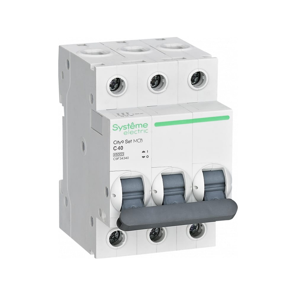 Изображение товара Автоматический выключатель Systeme Electric City9 set ав с 40а 3p 4.5ka 400в (ранее EZ9F34340) C9F34340