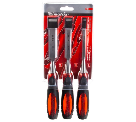 Изображение товара Набор долот-стамесок MATRIX "Тигровый глаз" плоских, 3 штуки, 8-16-22 мм// 24431
