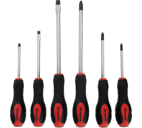 Изображение товара Набор ударных отвертокMATRIX PH1x75, PH2x100, PH3x150, SL5x75,SL6x100, SL8x150, CrV, 6шт. 19120