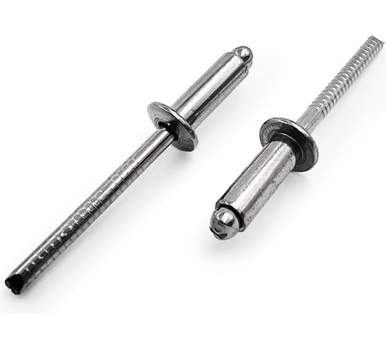 Изображение товара Вытяжная заклепка со стандартным бортиком KREPFIELD 4x10 мм, ART 9052, алюминий/А2, 100 шт. 9052ЗАКЛЕПКА4Х10-100