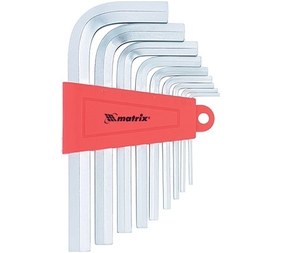 Изображение товара Набор коротких имбусовых ключей MATRIX HEX 2–12 мм, CrV, сатинирование, 9 шт. 12301