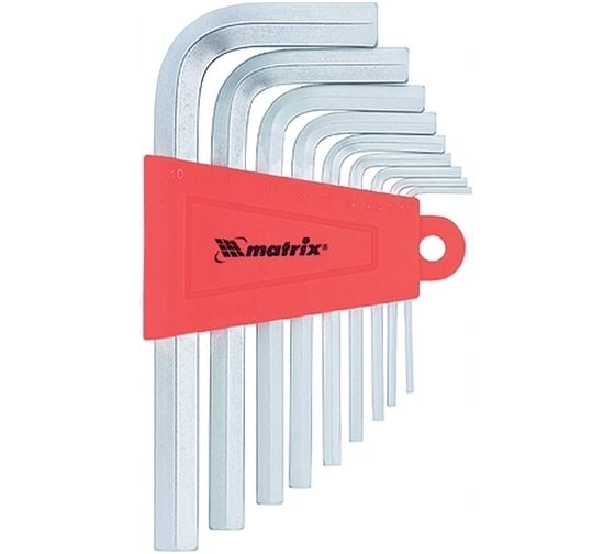 Изображение товара Набор коротких имбусовых ключей MATRIX HEX 1.5–10 мм, CrV, сатинирование, 9 шт. 12303