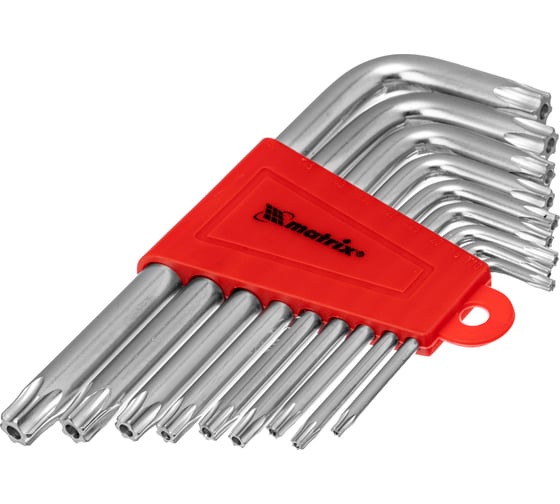 Изображение товара Набор коротких имбусовых ключей TORX, 9шт, T10-T50, CrV, сатин MATRIX 12305