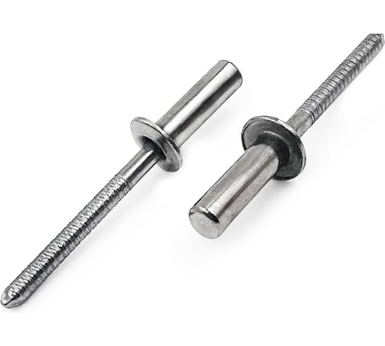 Изображение товара Вытяжная нержавеющая заклепка со стандартным бортиком KREPFIELD закрытый конец, 4,8x14 мм, ISO 16585, А2, 100 шт. 16585ЗАКЛЕПКА4,8Х14А2-100