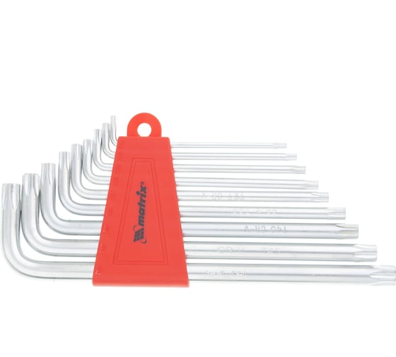 Изображение товара Набор удлиненных имбусовых ключей MATRIX TORX T10-T50, CrV, сатинирование, 9 шт. 12306