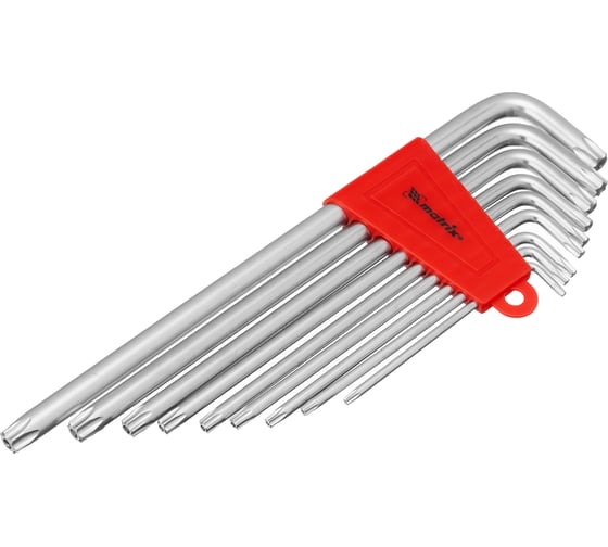Изображение товара Набор экстрадлинных имбусовых ключей MATRIX TORX T10-T50, CrV, сатинирование, 9 шт. 12307