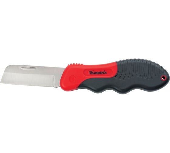 Изображение товара Нож электрика, MATRIX складной, прямое лезвие, эргономичная двухкомпонентная рукоятка// 78987