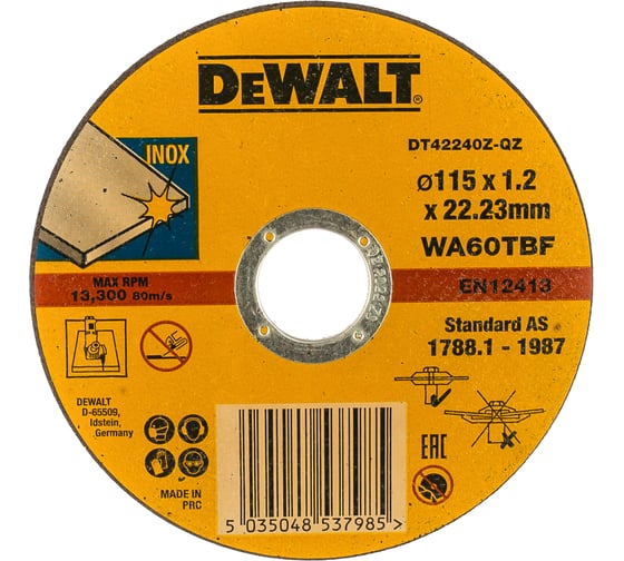 Изображение товара Круг Dewalt отрез. п/мет. INDUSTRIAL, 115x1.2мм DT42240Z DT42240-XJ