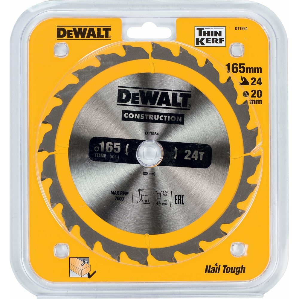 фото Пильный диск construct (165х20 мм; 24 atb) dewalt dt1934