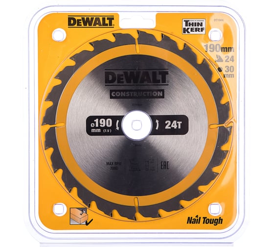 Изображение товара Пильный диск CONSTRUCT (190х30 мм; 24 ATB) DEWALT DT1944