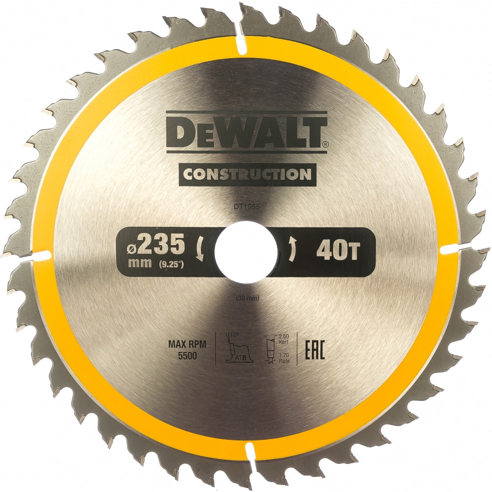 Пильный диск Dewalt DT1955 CONSTRUCT - фото 1