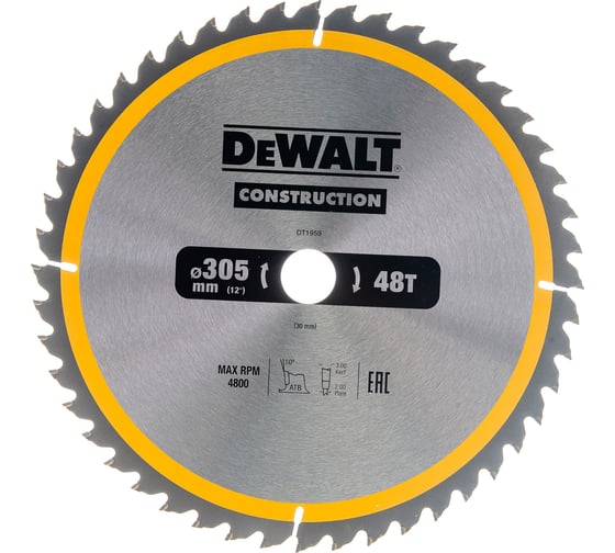 Изображение товара Пильный диск CONSTRUCT (305х30 мм; 48 ATB) DEWALT DT1959