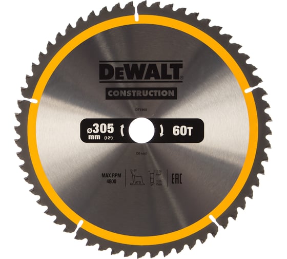 Изображение товара Пильный диск CONSTRUCT (305х30 мм; 60 ATB) DEWALT DT1960