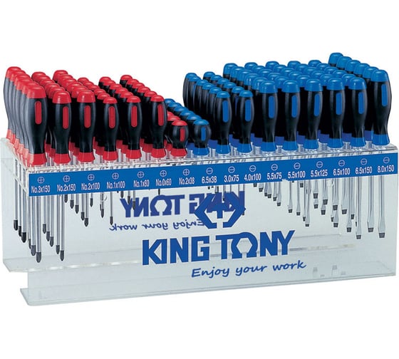 Изображение товара Стенд со стандартными отвертками KING TONY серии 1421, 1422, 96 предметов 31416MR