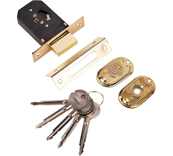 Изображение товара Врезной замок Marlok 955-f 5 ключей, pв (золото), черный корпус 011381