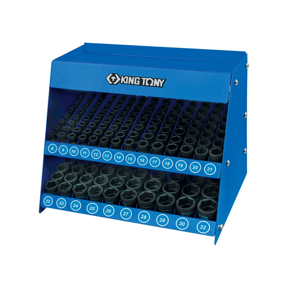 Изображение товара Стенд с ударными торцевыми головками 1/2 KING TONY 8-32 мм серия 4535М 158 предметов