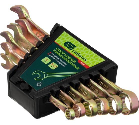 Изображение товара Набор комбинированных ключей СИБРТЕХ 6-17 мм, 6 шт. 15437