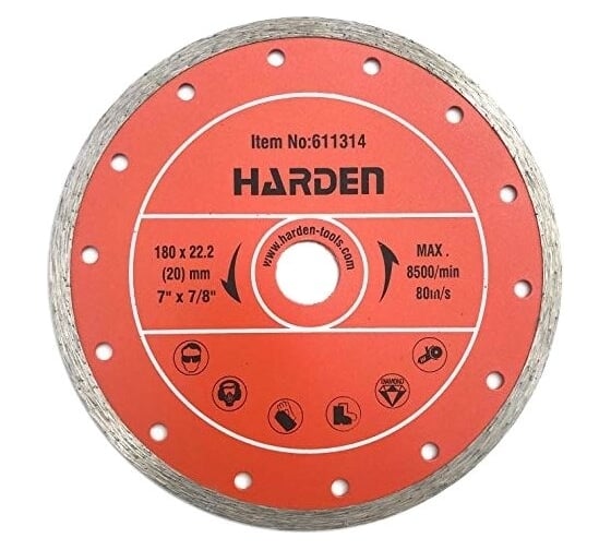 Изображение товара Диск алмазный отрезной сплошной 180x22.2 мм, влажная резка Harden 611314