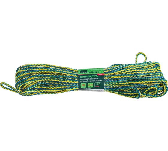 Изображение товара Вязаный полипропиленовый шнур с сердечником 4мм, 20м, 60-70кгс СИБРТЕХ Радуга Россия 93950