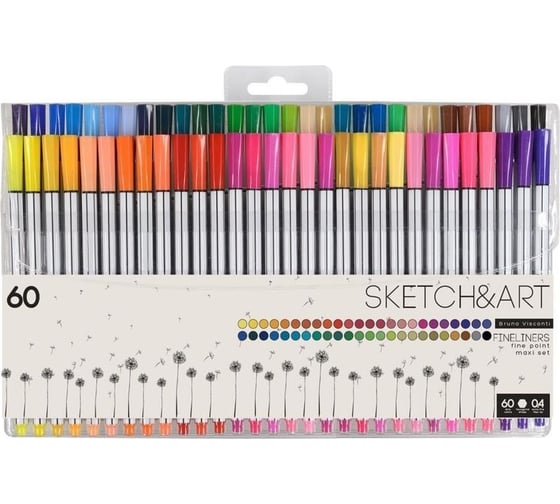 Изображение товара Набор линеров для скетчинга Bruno Visconti sketchart в пвх кармане, 0.4 мм, 60 цветов 36-0016 1501368