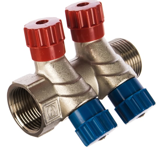 Изображение товара Коллектор с вентилями Valtec 2 выхода х 1х 1/2 НР, никель VTc.560.N.0602 38487