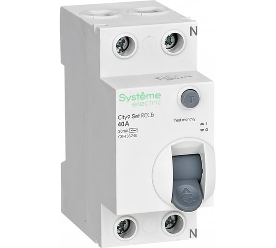 Изображение товара Выключатель дифференциального тока (ВДТ) Systeme Electric City9 Set 40 А, 2 Р, 30 мА, тип-АС, 230 В (ранее EZ9R34240) C9R36240
