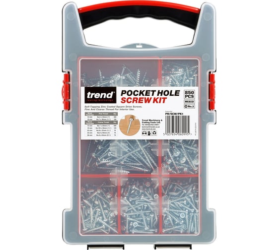 Изображение товара Набор саморезов с квадратным шлицем по дереву в кейсе Trend 850 штук PH/SCW/PK1