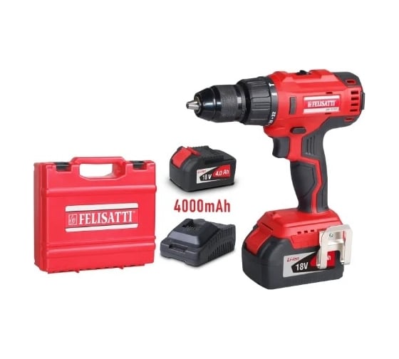 Изображение товара Аккумуляторная ударная дрель-шуруповерт Felisatti ДАУ-13/18Л3 Li-Ion, 1 аккум. 4 А.ч. и ЗУ, кейс 5704.5.1.00