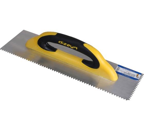 Изображение товара Зубчатая гладилка DIZAYNTOOLS 120x400 мм, треугольный зуб, пластиковая ручка 378