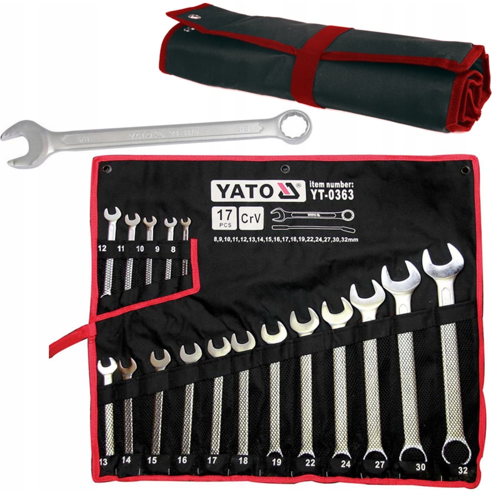 Изображение товара Набор комбинированных ключей YATO 8-32 мм сатинирование 17 шт