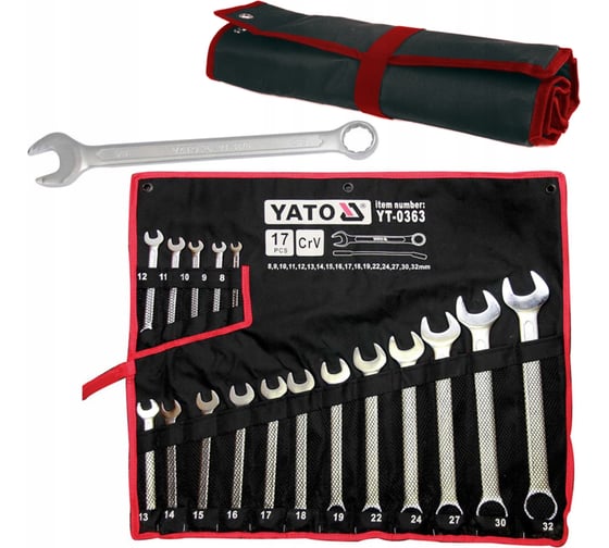 Изображение товара Набор комбинированных ключей YATO 8-32 мм, сатинирование, 17 шт. YT-0363