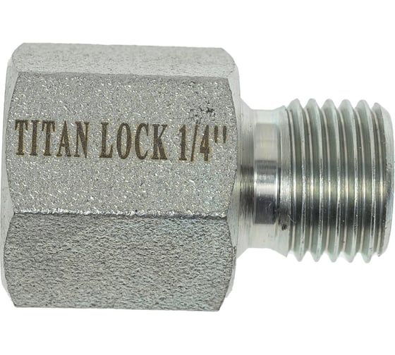 Изображение товара Переходной ниппель TITAN LOCK сталь, 1/4", НР BSP/ВР NPT, TL1/4RMBS-FNP