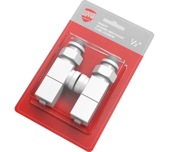Изображение товара Набор дизайн-вентилей ROYAL THERMO CUBE осевой, белый, 1/2" НС-1422572