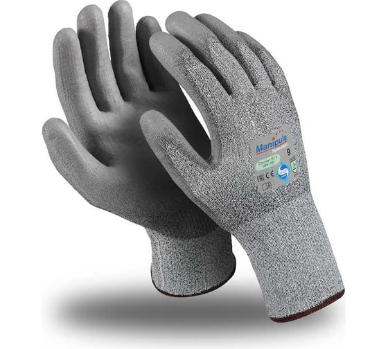Изображение товара Перчатки Manipula Specialist СТИЛКАТ ПУ 5, MG-466, Sapphire Technology, ПУ частичный, оверлок, серый Пер 720/1/8