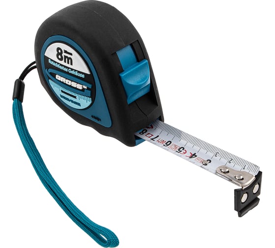 Изображение товара Рулетка GROSS Ergonomisch 8 м, 25 мм, магнитный обрезиненный зацеп 31104