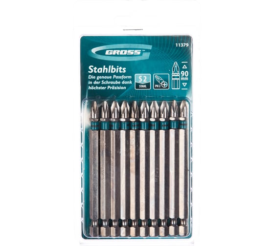 Изображение товара Набор бит РН2х90, сталь S2, 10шт GROSS 11379