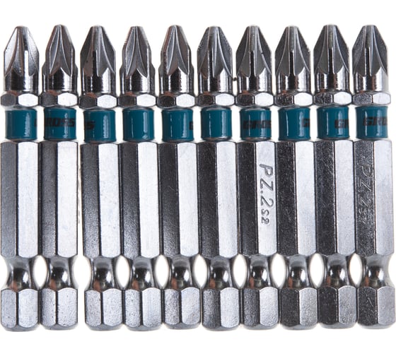 Изображение товара Набор бит PZ2х50, сталь S2, 10шт GROSS 11345