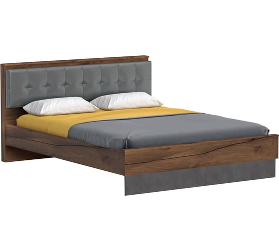 Изображение товара Кровать 1600 Мебельград Глазго спальня, с ортопедическим основанием, подъемным механизмом и бельевым ящиком, таксония/пегас грей/металл бруклин 62108