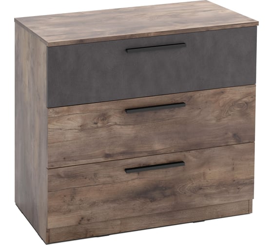 Изображение товара Комод Мебельград Глазго спальня, 3 ящика, таксония/металл бруклин 55332_1