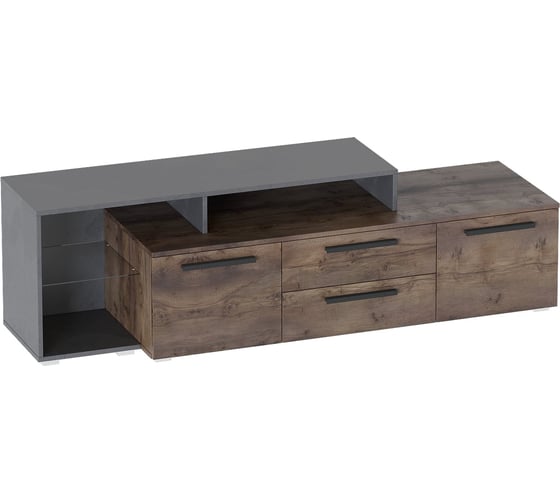 Изображение товара Тумба Мебельград Глазго гостиная, 2 двери, 2 ящика, таксония/металл бруклин 56041_1