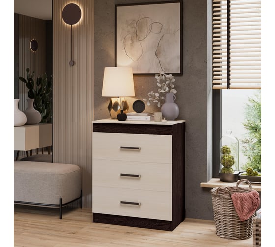 Изображение товара Комод со встроенной гладильной доской ТриЯ венге цаво/дуб белфорт 104592